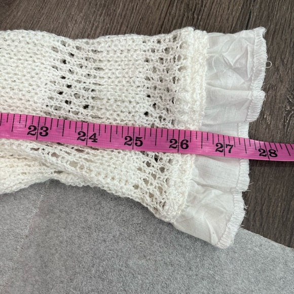 [M]Linea Domani Mixed Fabric and Textures Tie Up open knit Cardigan - Picture 7 of 9